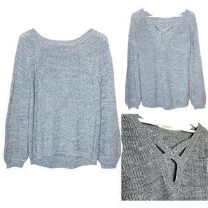 Pink Lily Criss Cross Back Blue Sweater S